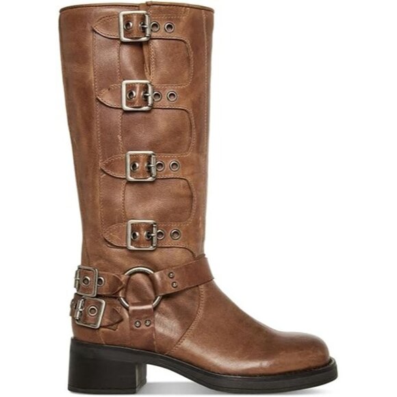Steve Madden Women's Brocks Buckled Mid-Calf Moto Boots - Picture 2 of 3